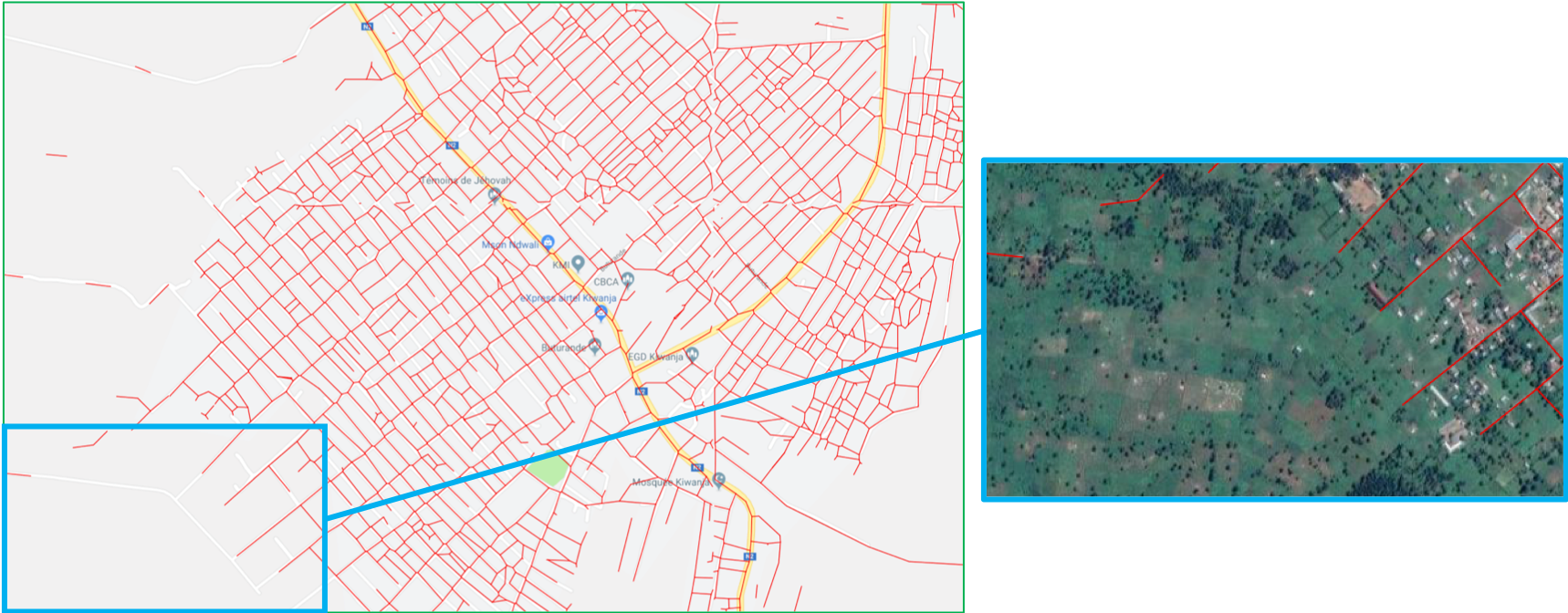 Orbital Insight road lines match OSM