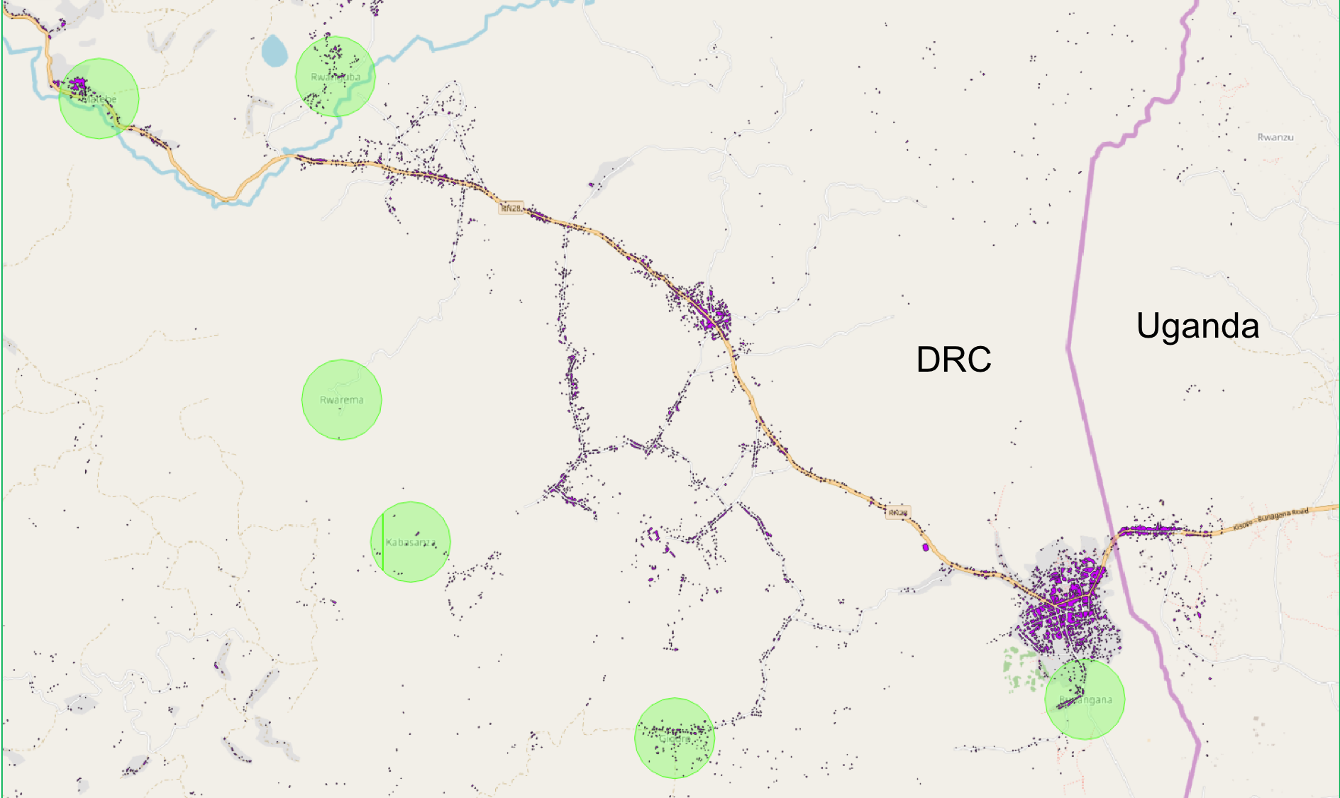 Uganda-DRC border OSM