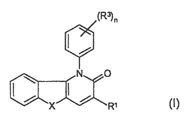 Imagen de la patente 1-FENIL-1,5-DIHIDRO-PIRIDO[3,2-B]INDOL-2-ONAS 5-SUSTITUIDAS Y ANALOGOS COMO ANTIVIRALES.