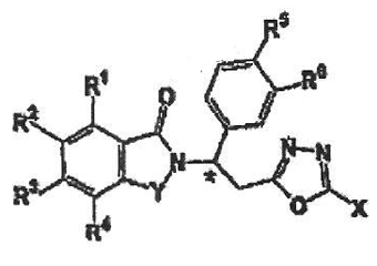 Imagen de la patente 1,3,4-OXODIAZOLES SUSTITUIDOS Y UN METODO PARA REDUCIR LOS NIVELES DE TNF-(.