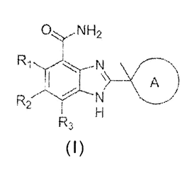Imagen de la patente 1H-BENCIMIDAZOL-4-CARBOXAMIDAS SUBSTITUIDAS CON UN CARBONO CUATERNARIO EN LA POSICION 2 SON POTENTES INHIBIDORES DE POLI(ADP-RIBOSA)POLIMERASA (PARP).
