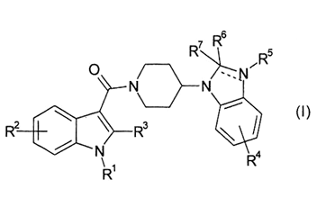 Imagen de la patente DERIVADOS DE INDOL-3-IL-CARBONIL-PIPERIDIN-BENZOIMIDAZOL COMO ANTAGONISTAS DEL RECEPTOR V1A.