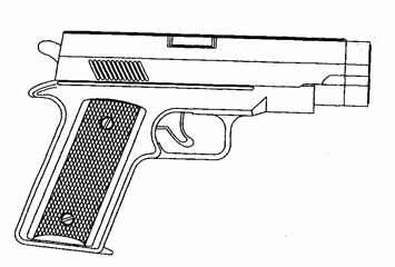 Imagen de la patente MODELO INDUSTRIAL DE PISTOLA ESCUADRA PARA JUGUETE.