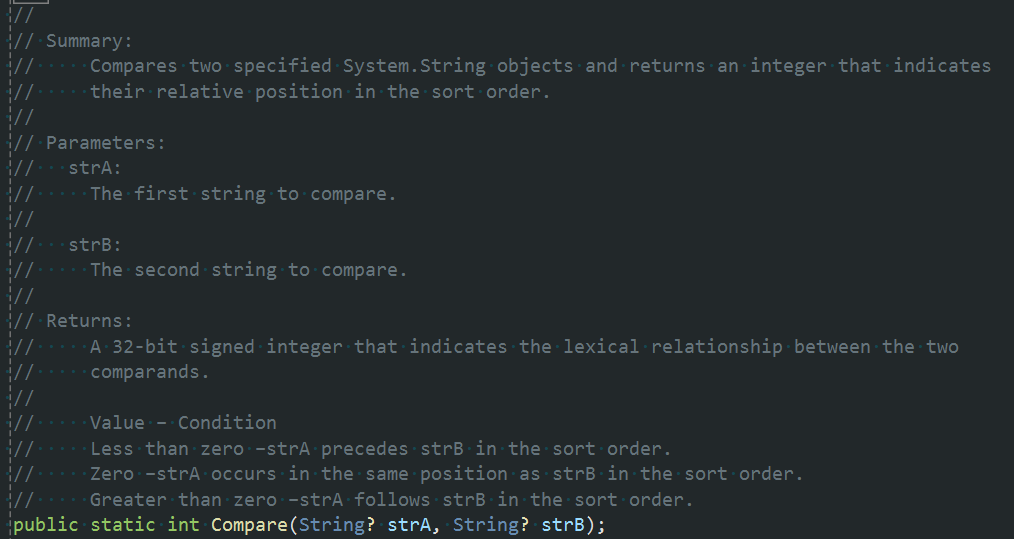 Go To Definition of String.Compare()