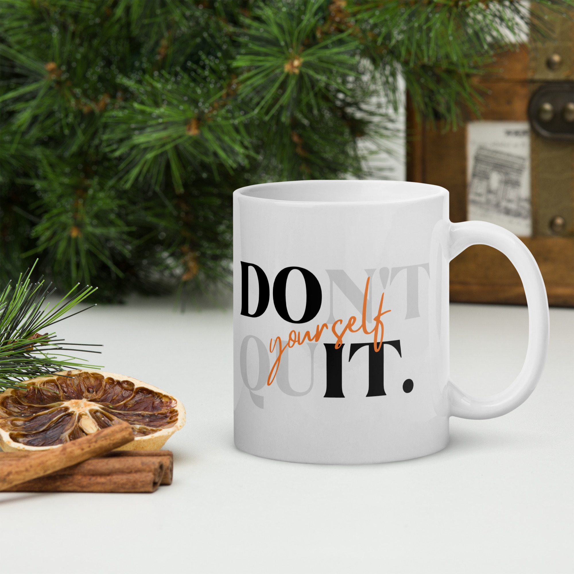 ☕ Absolutely Focused Radio – "Don't Quit on Yourself!" White Glossy Mugs (15 oz & 11 oz)