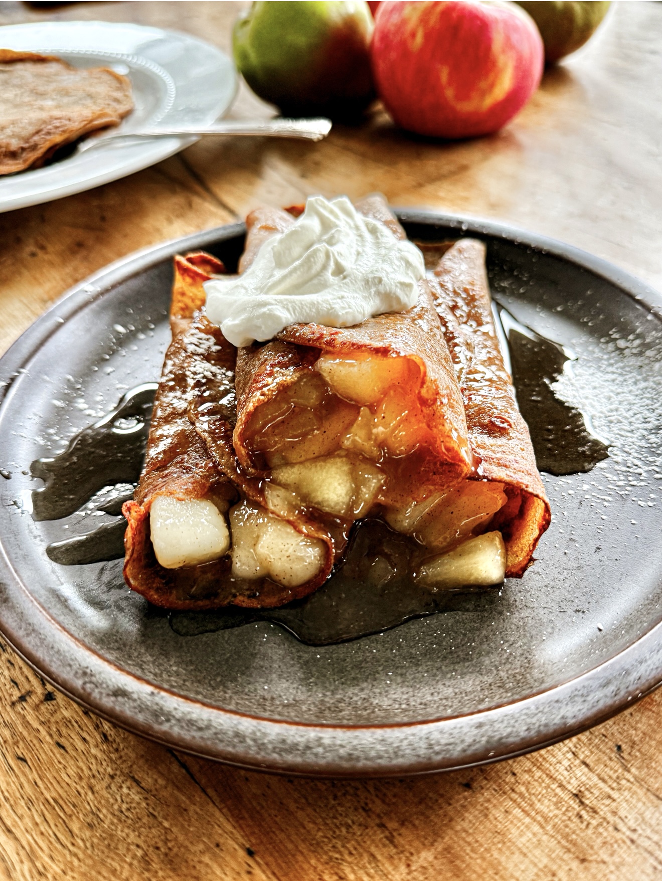 Gingerbread Crepes with Apple Pie Filling
