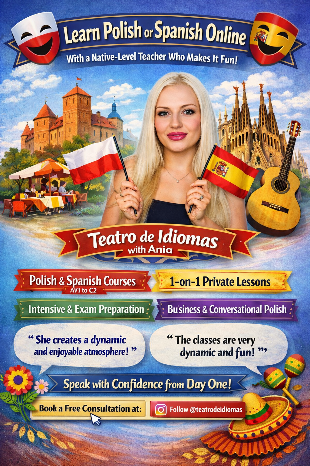 🎭 Learn Polish or Spanish Online — With a Native-Level Teacher Who Makes It Fun :Teatro de Idiomas 🎭 Learn Polish or Spanish Online — With a Native-Level Teacher Who Makes It Fun :Teatro de Idiomas