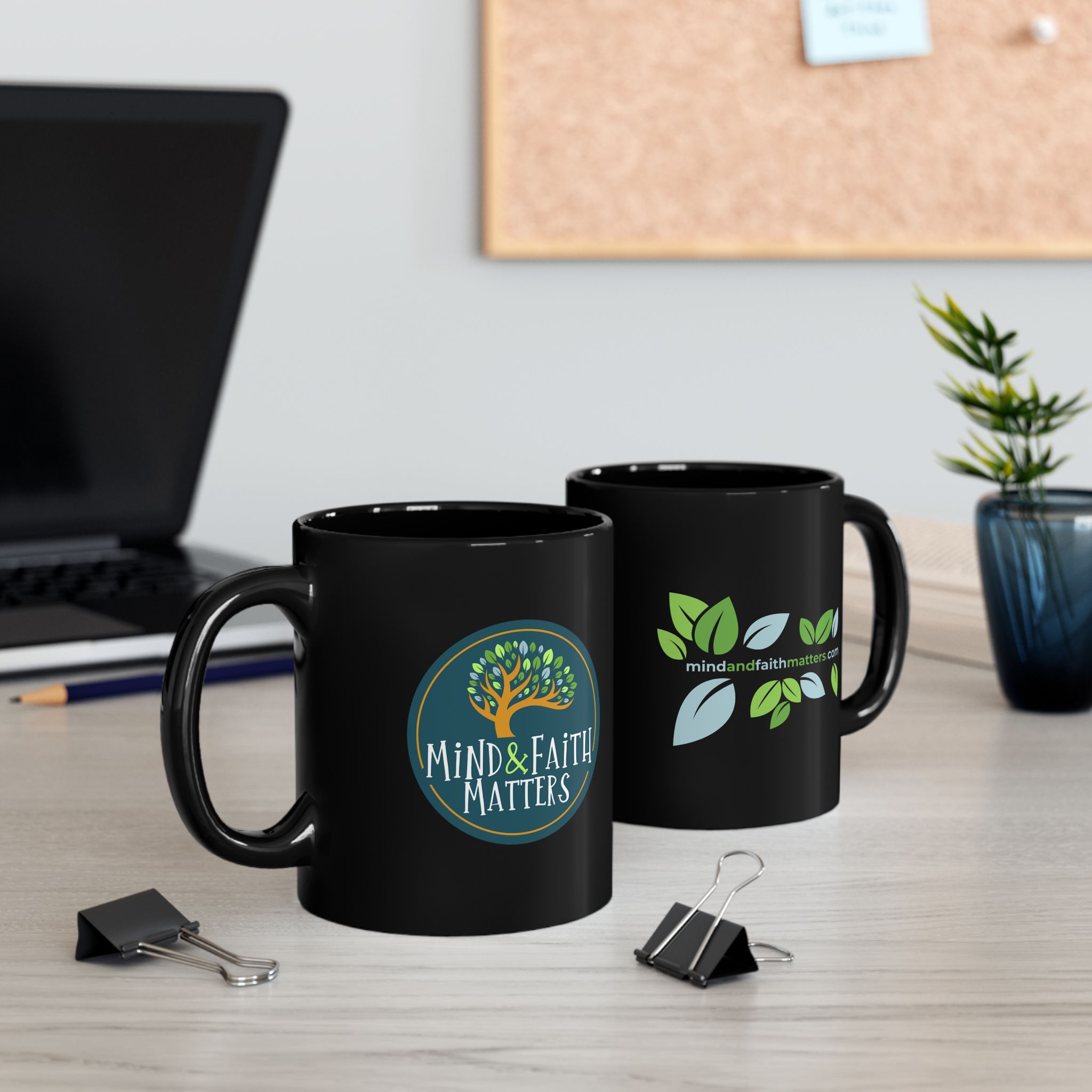 Mind and Faith Matters Black Mug | Color Logo | 11 oz