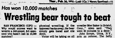 NO BRAINS VS. BRAWN: THE DAYS WHEN BEAR-WRESTLING RULED
