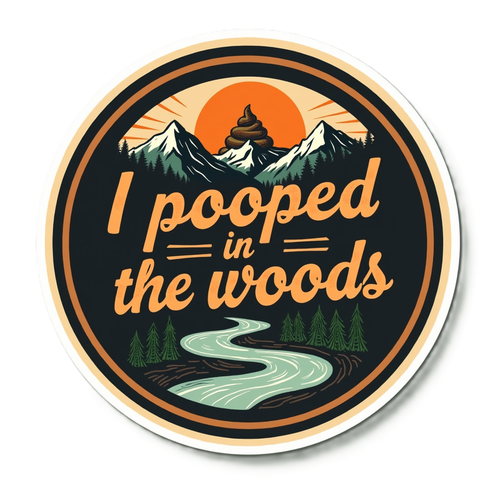 3" x 3" Vinyl Decal - I pooped in the woods merit badge