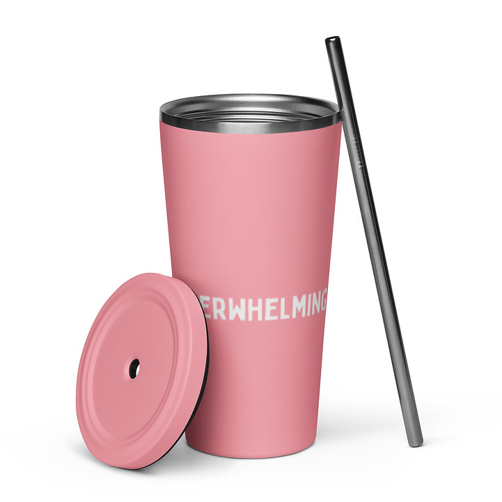 Insulated tumbler with metal straw, various colours