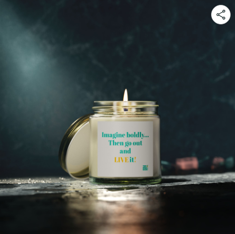 Imagine Boldly — Scented Ritual Candle (vanilla / coconut blend) — Tiny Daily Kick Intention Candle (4oz / 9oz)