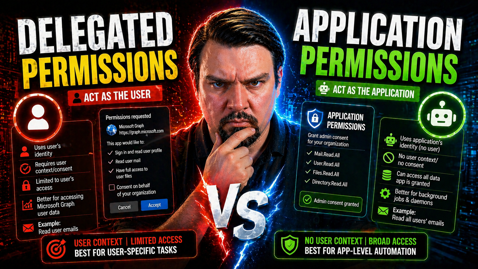 Delegated vs Application Permissions in Microsoft Entra ID: Full Comparison and Best Practices