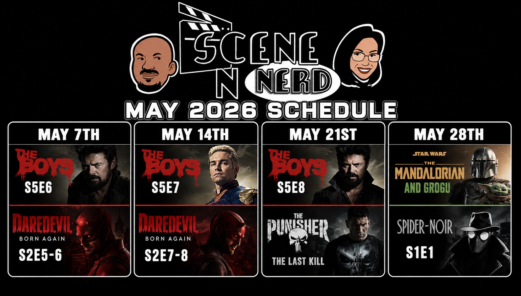 Blog Post: Scene N Nerd – May 2026 Schedule