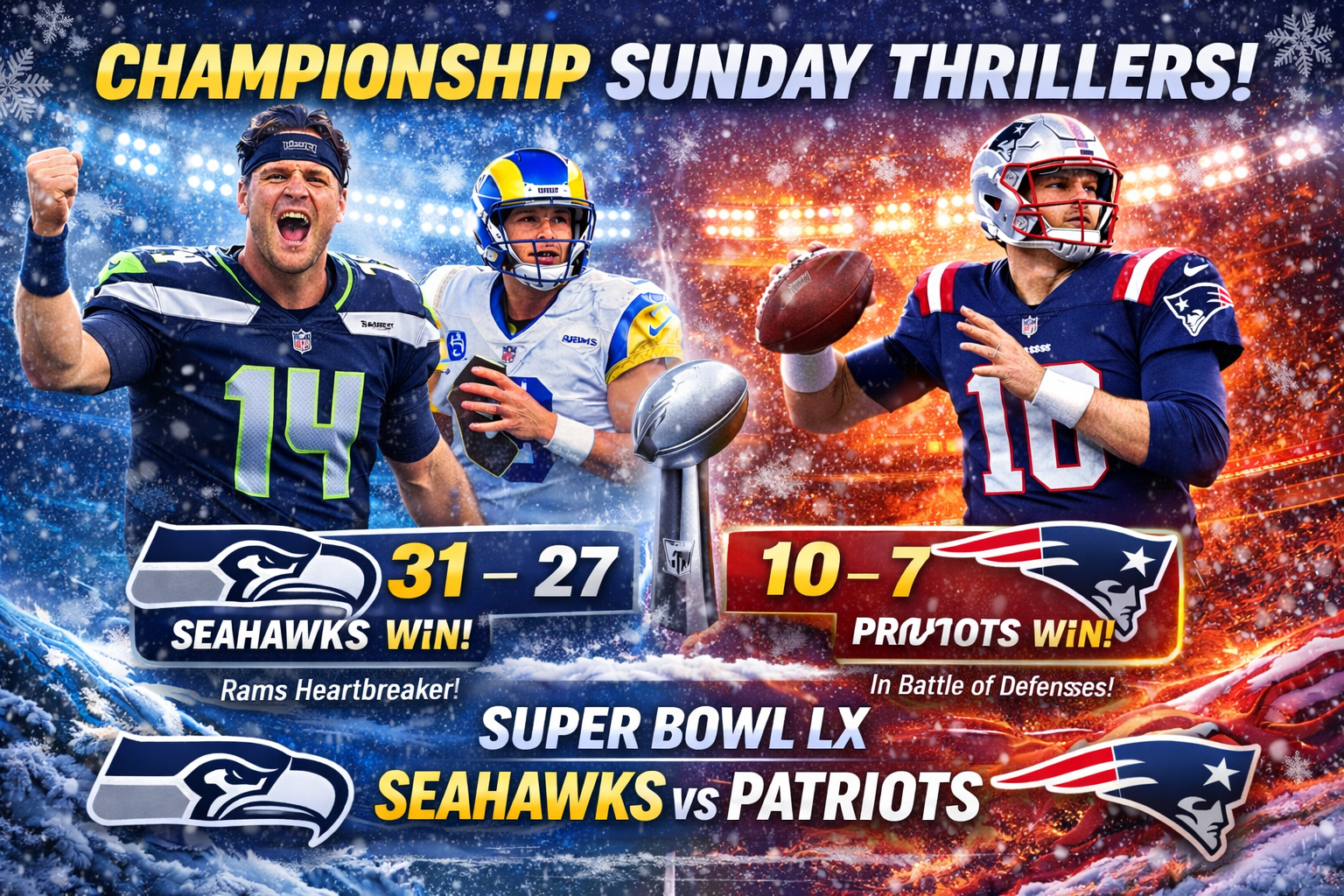 SUPER BOWL LX ALL SET AFTER CHAMPIONSHIP SUNDAY THRILLERS