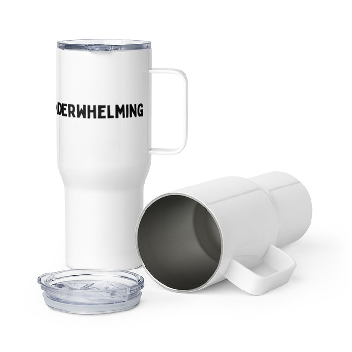 Travel mug with a handle, no straw, 25 oz, white