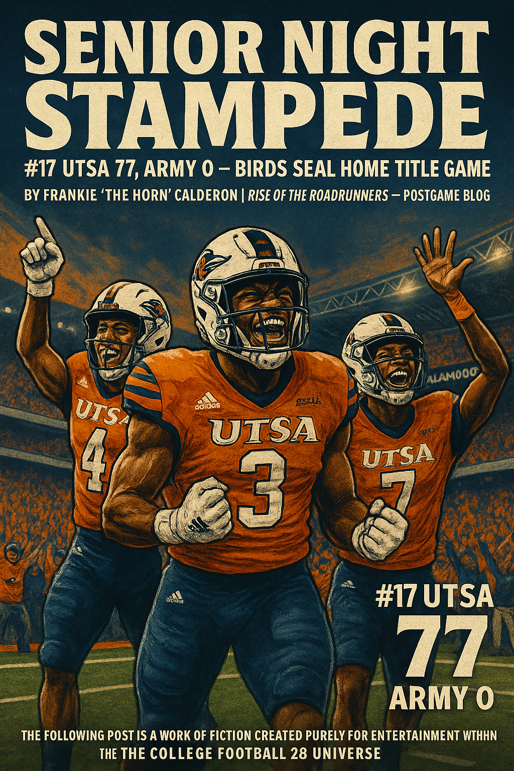 Senior Night Stampede: #17 UTSA 77, Army 0 — Birds Seal Home Title Game Senior Night Stampede: #17 UTSA 77, Army 0 — Birds Seal Home Title Game