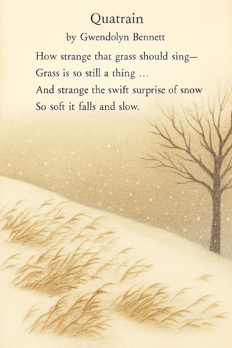 "Quatrain" by Gwendolyn Bennett
