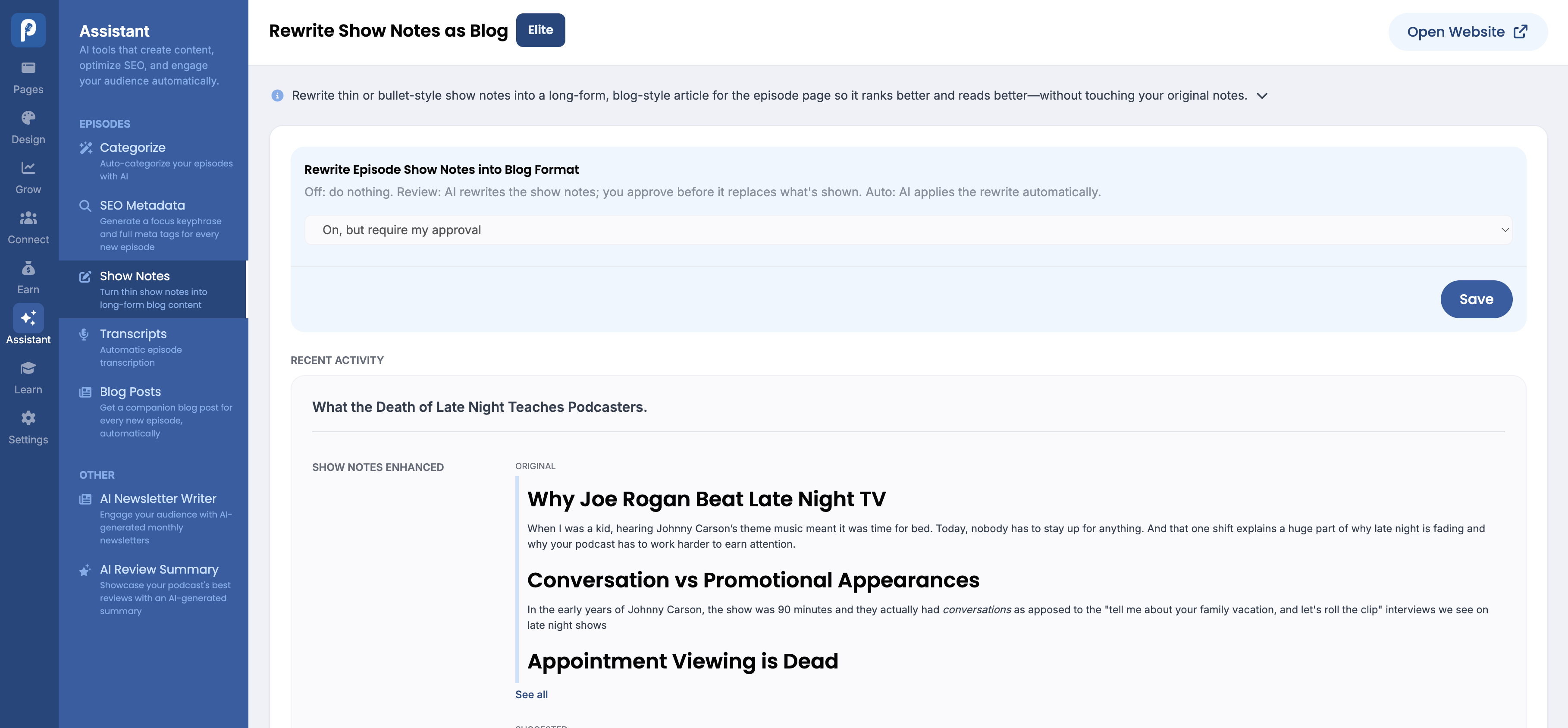 Introducing the Podpage Assistant: AI-Powered SEO for Your Podcast