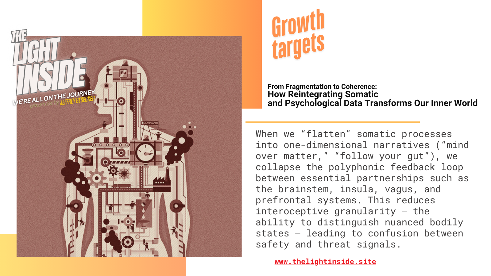 From Fragmentation to Coherence: How Reintegrating Somatic and Psychological Data Transforms Our Inner World From Fragmentation to Coherence: How Reintegrating Somatic and Psychological Data Transforms Our Inner World