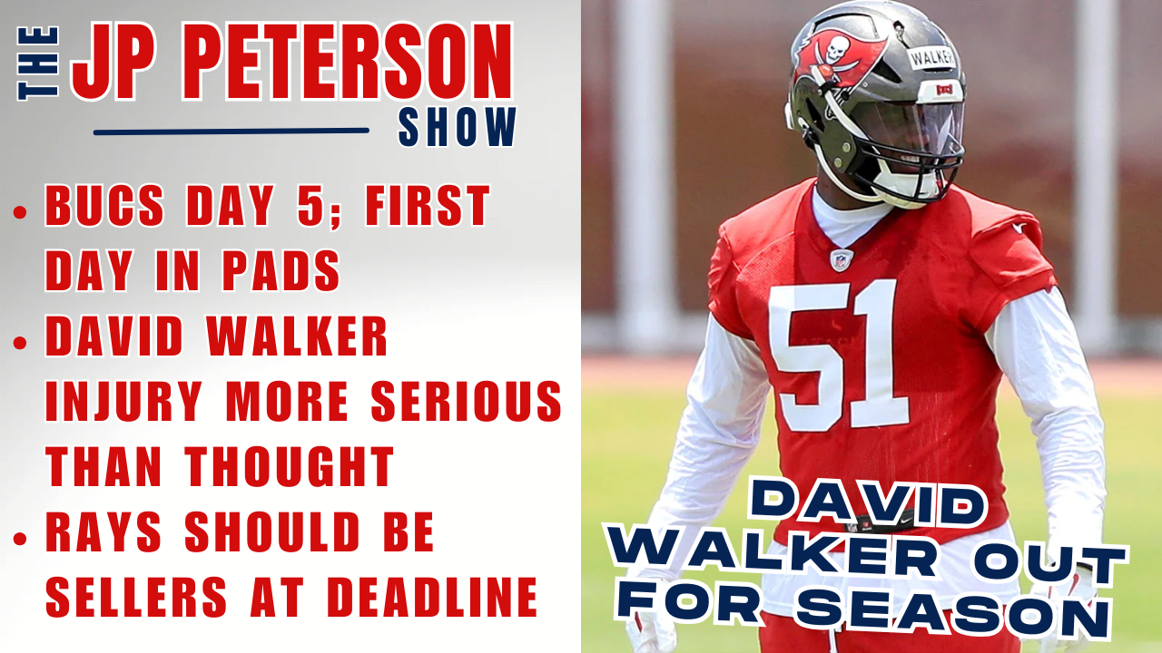 BUCS TRAINING CAMP DAY 5 | 1st Day in Pads | David Walker Injury Revealed | Rays Should be Sellers!