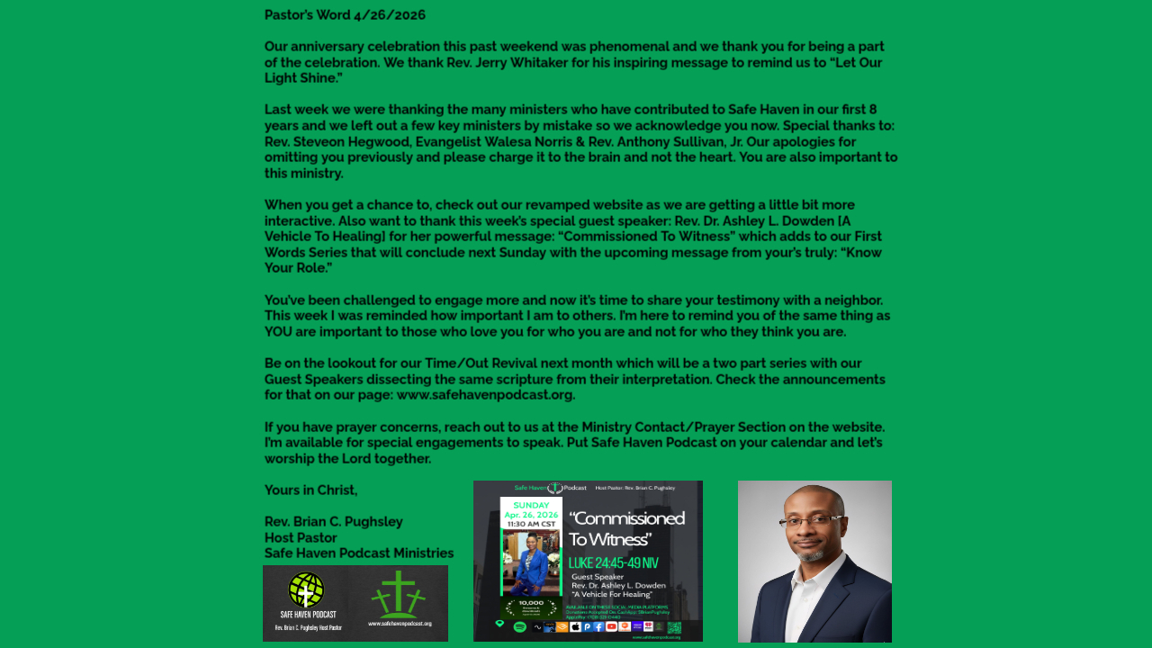 Pastor’s Word For 4/26/2026