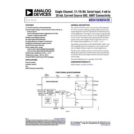 AD5420 functional block diagram manufacturer datasheet