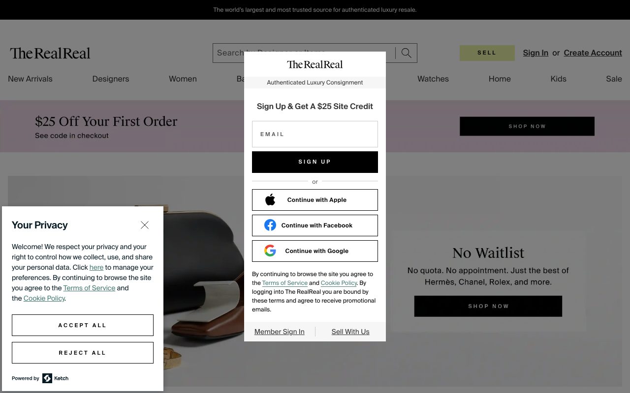 The RealReal website