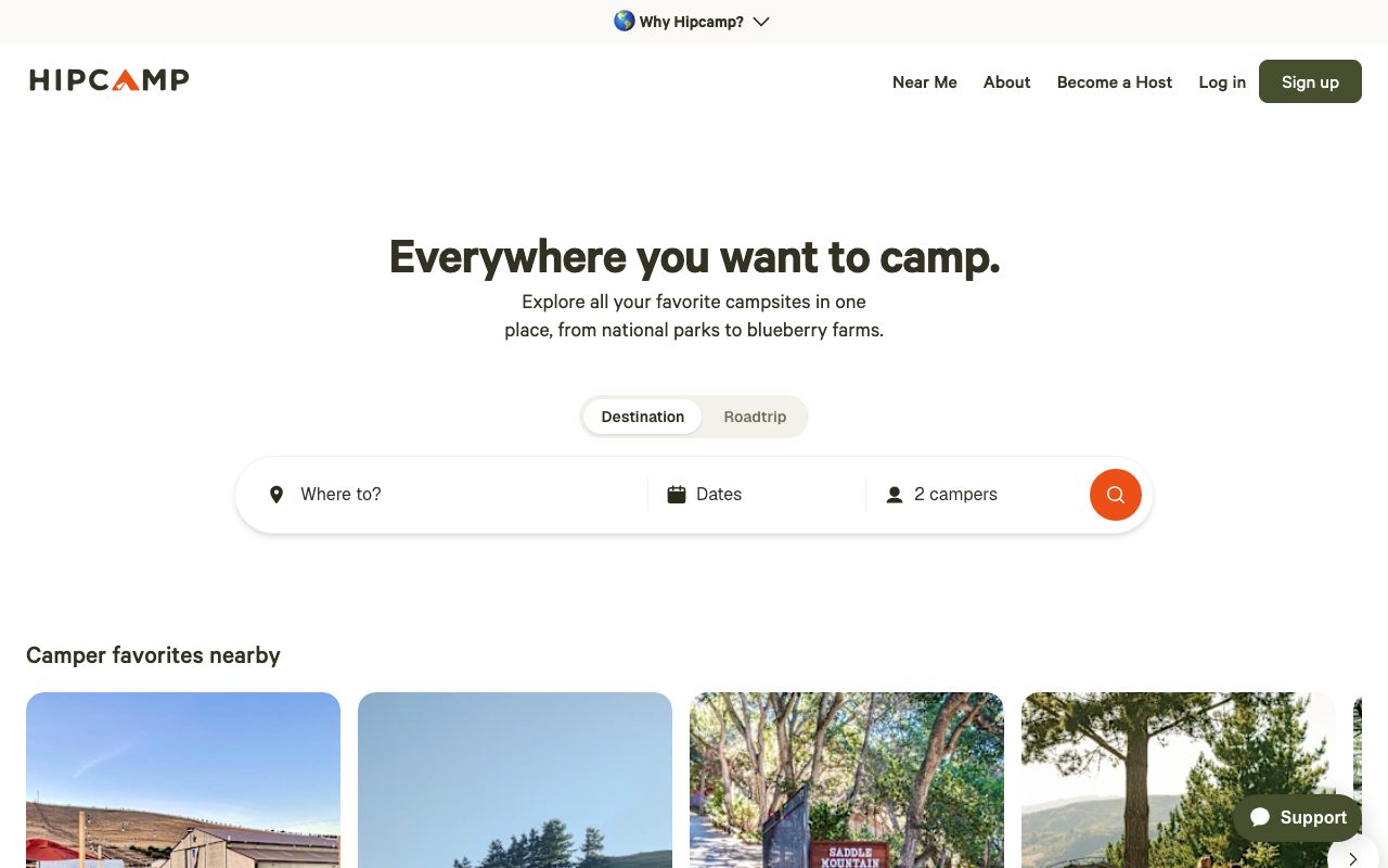 Hipcamp website