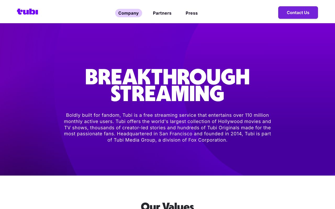 Tubi website