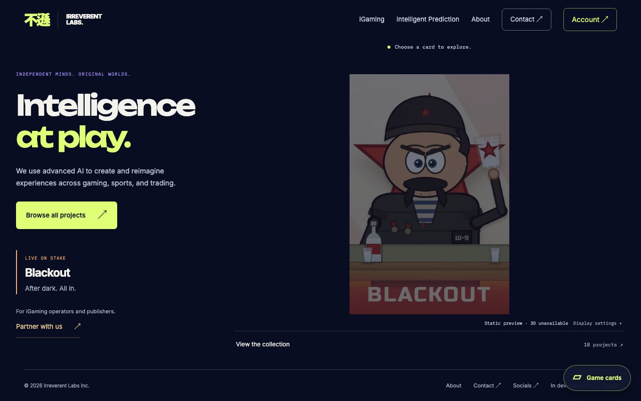 Irreverent Labs website