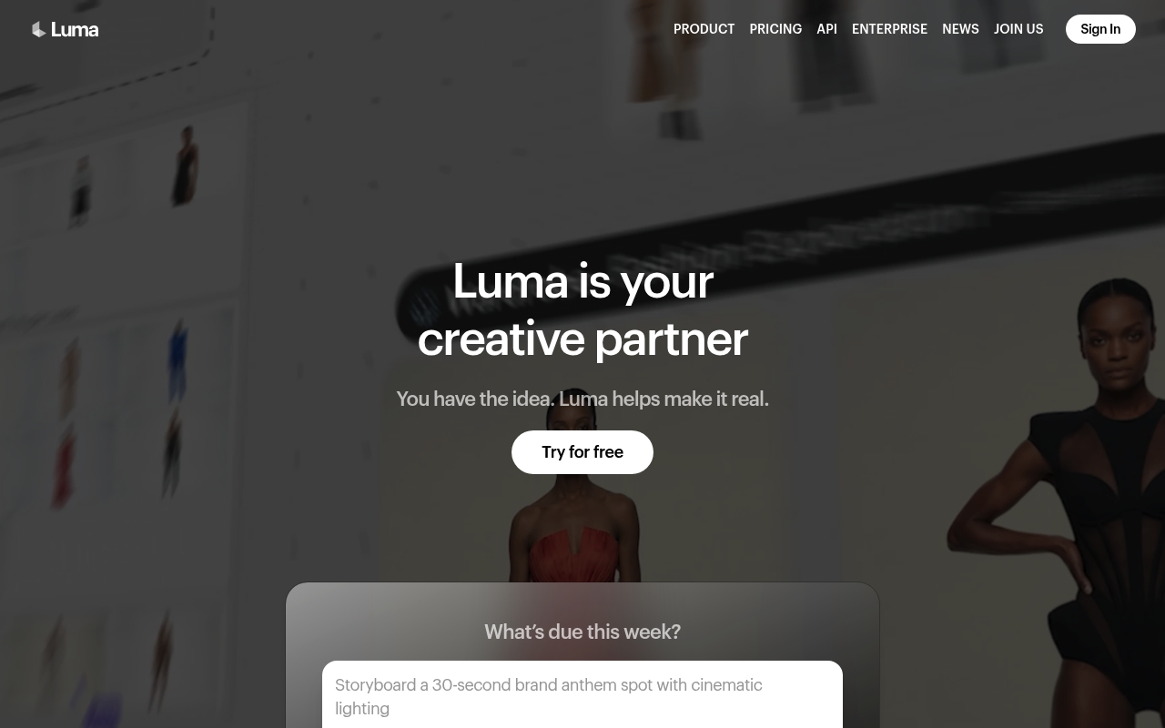Luma AI website