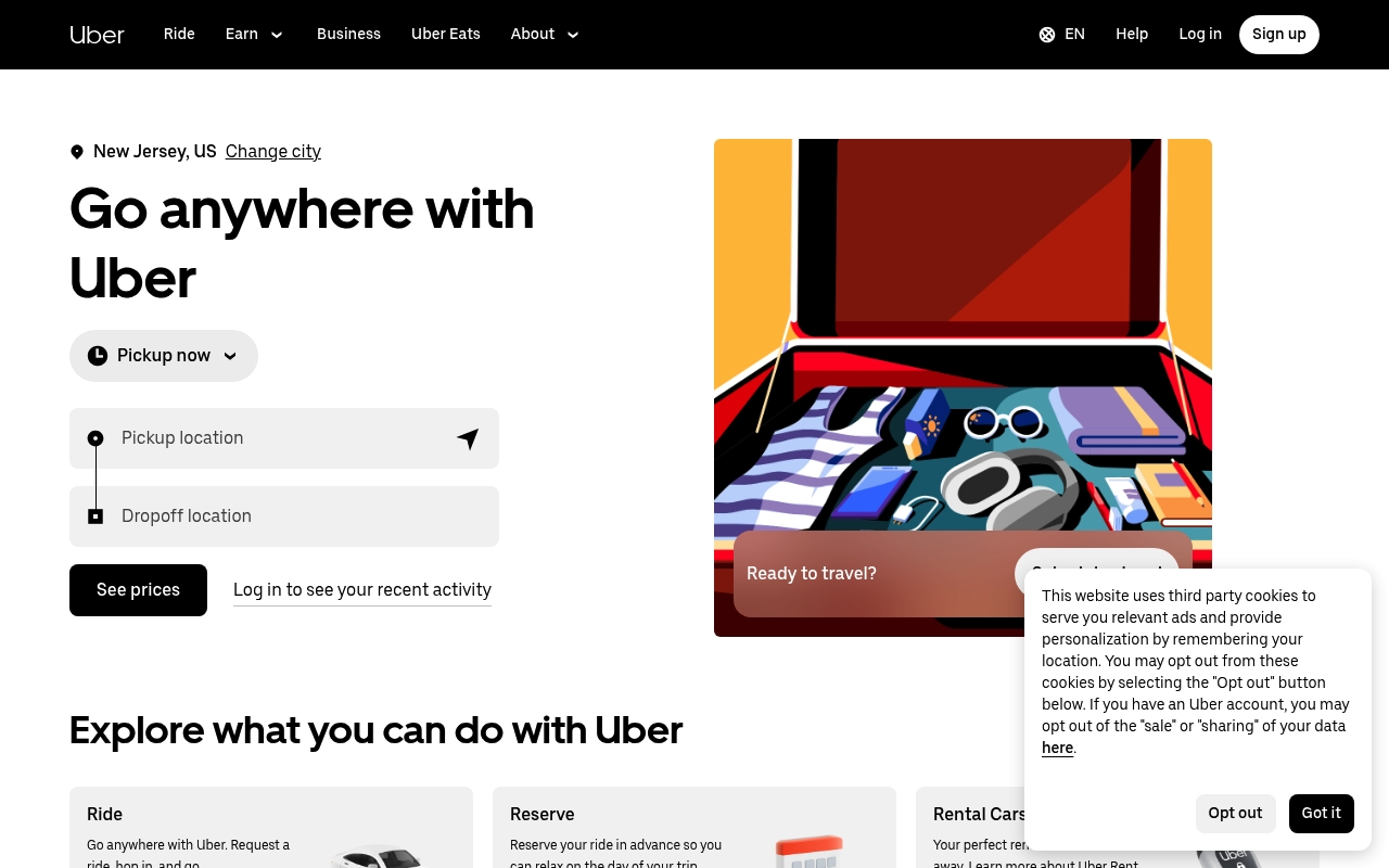 Uber website