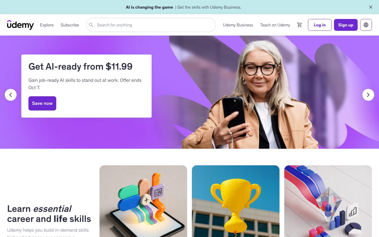 Udemy website
