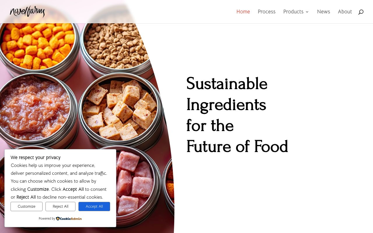 Novel Farms website