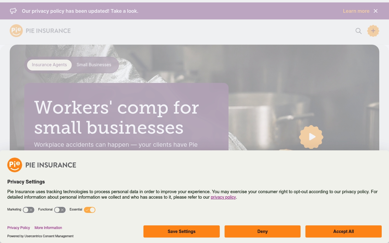 Pie Insurance website
