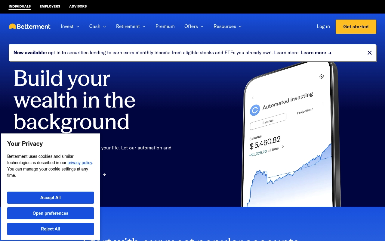 Betterment website