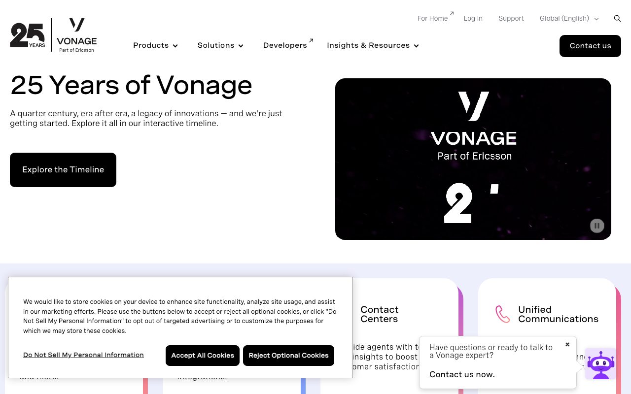 Vonage website