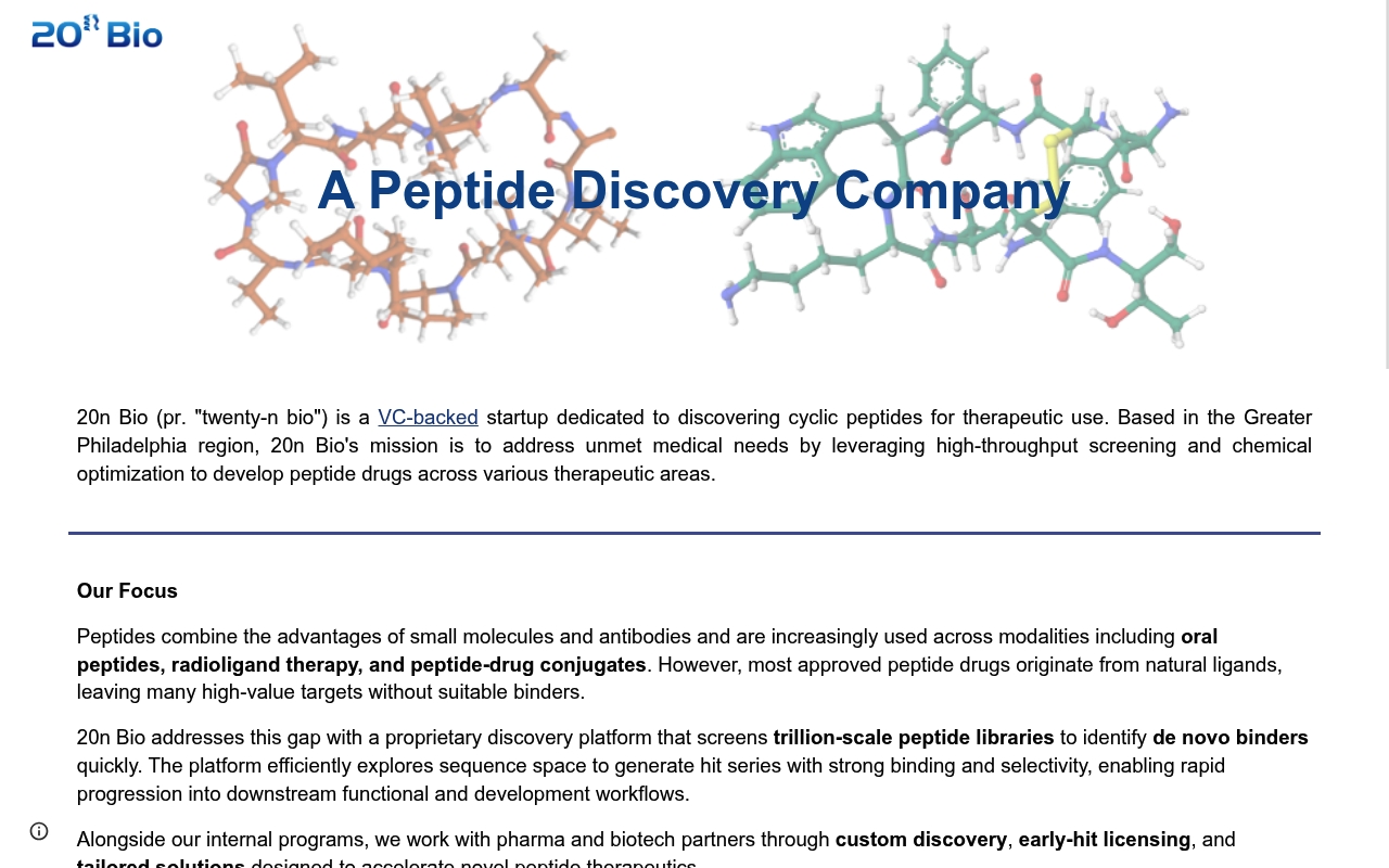 20n Bio website