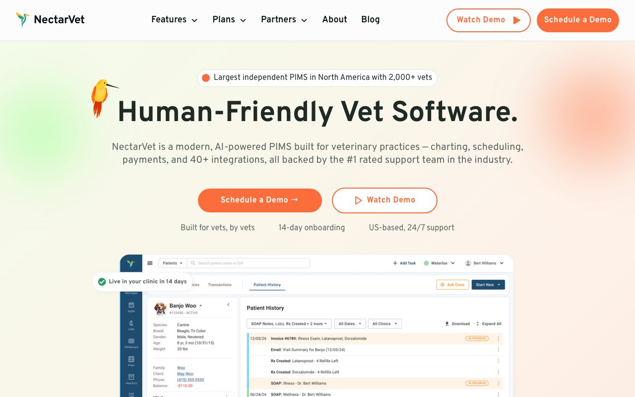 Nectar Vet website