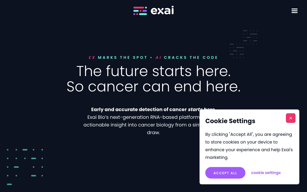 Exai Bio website