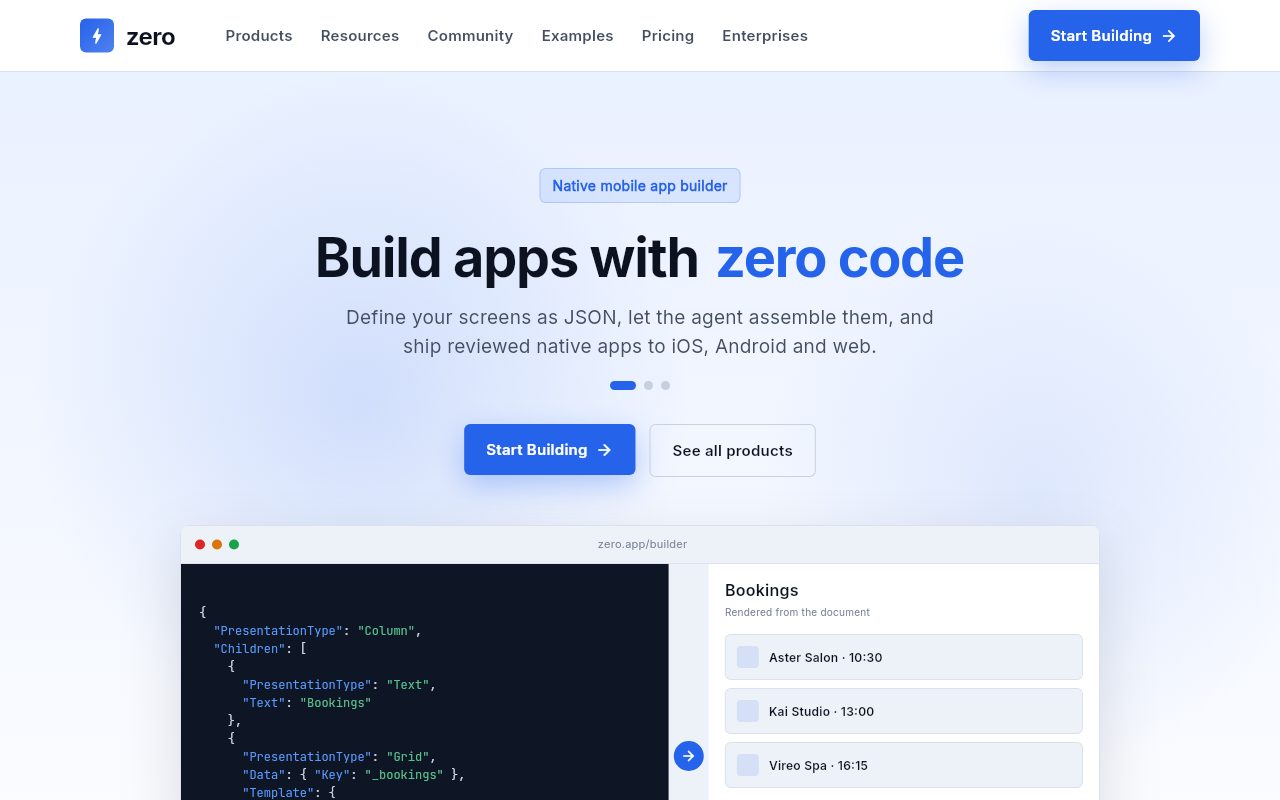 Zero Financial website