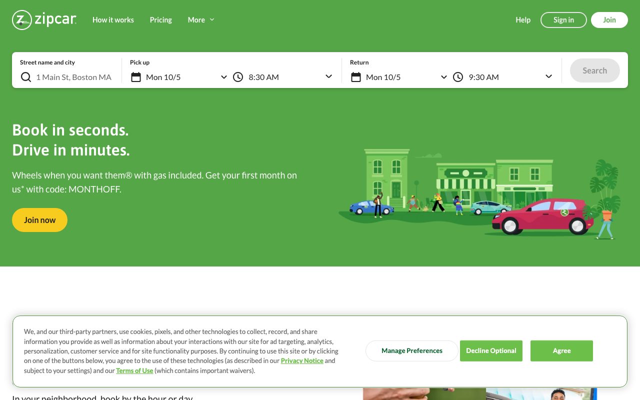 Zipcar website