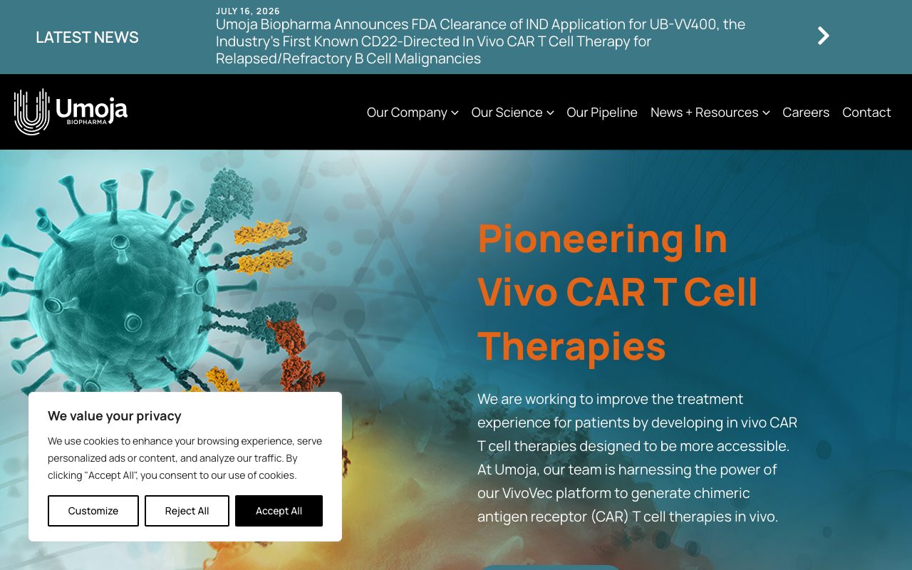 Umoja Biopharma website