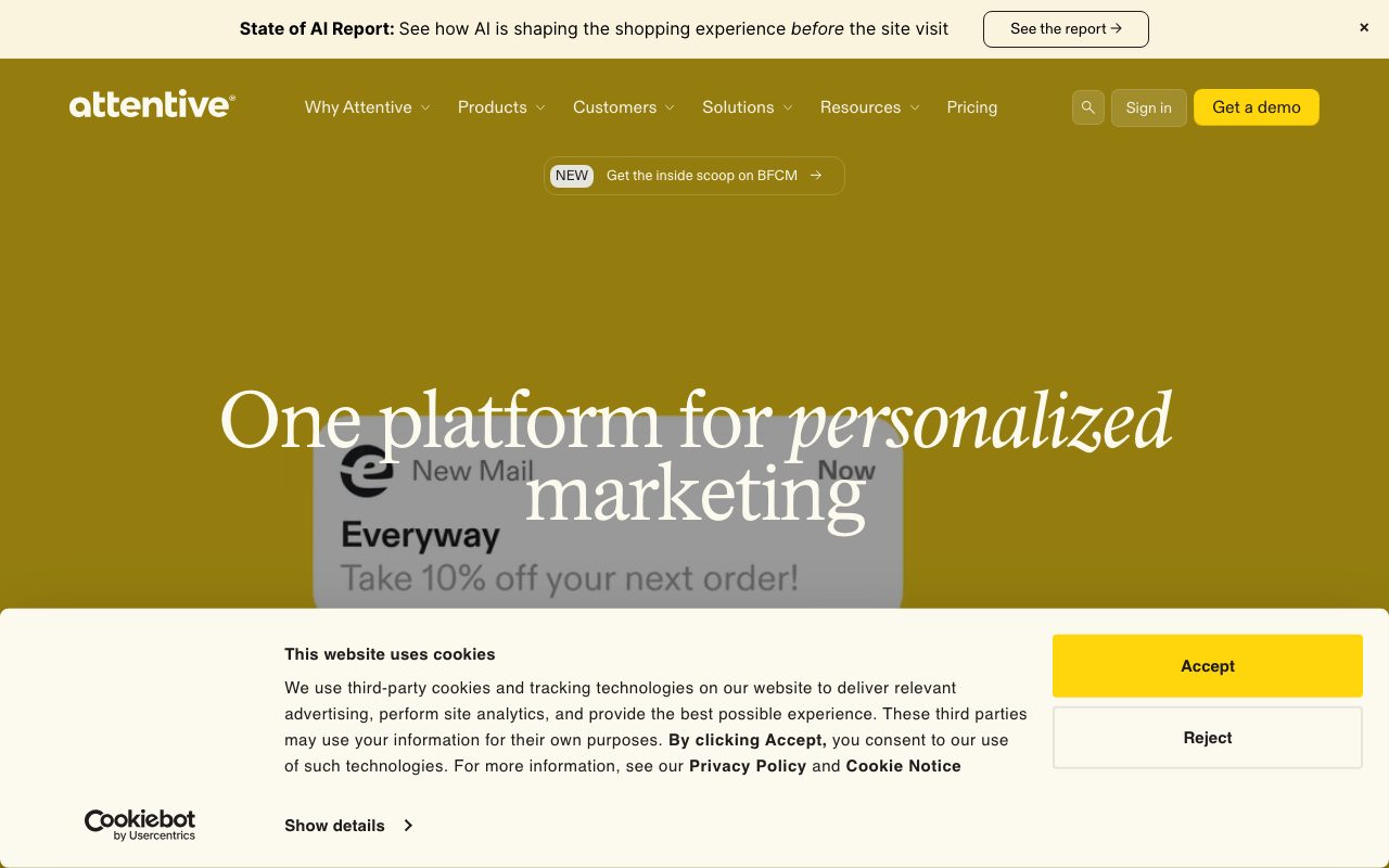 Attentive website