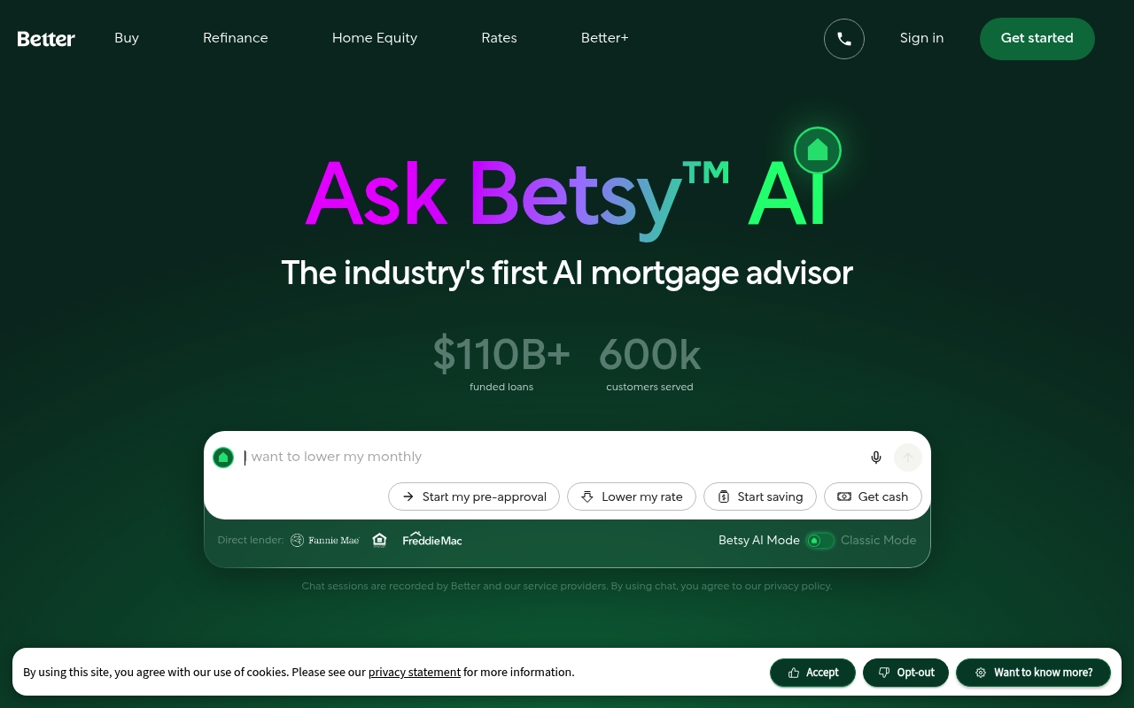 Better Mortgage website