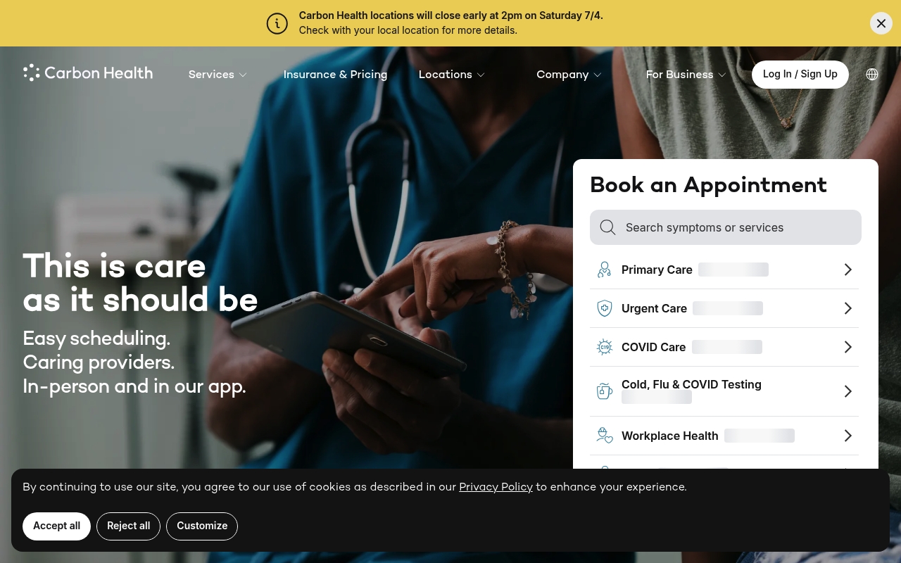 Carbon Health website
