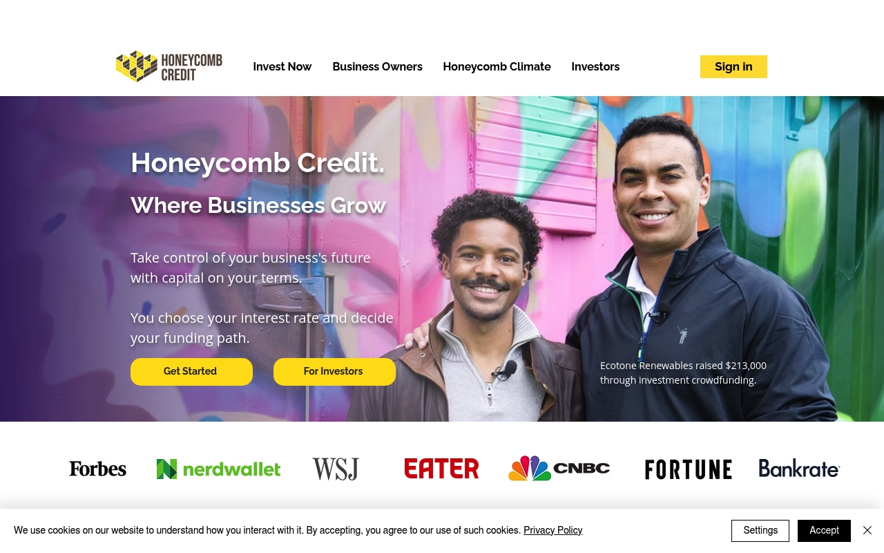 Honeycomb Credit website