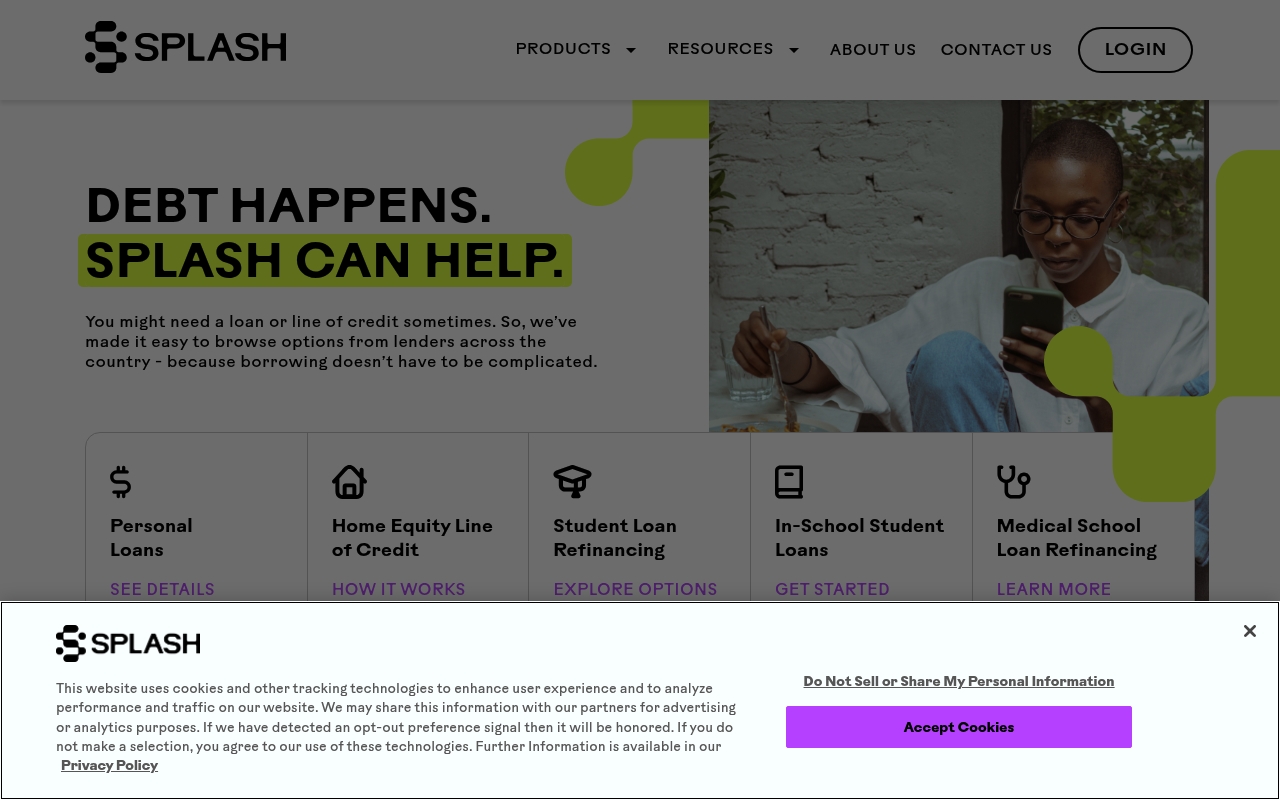 Splash Financial website