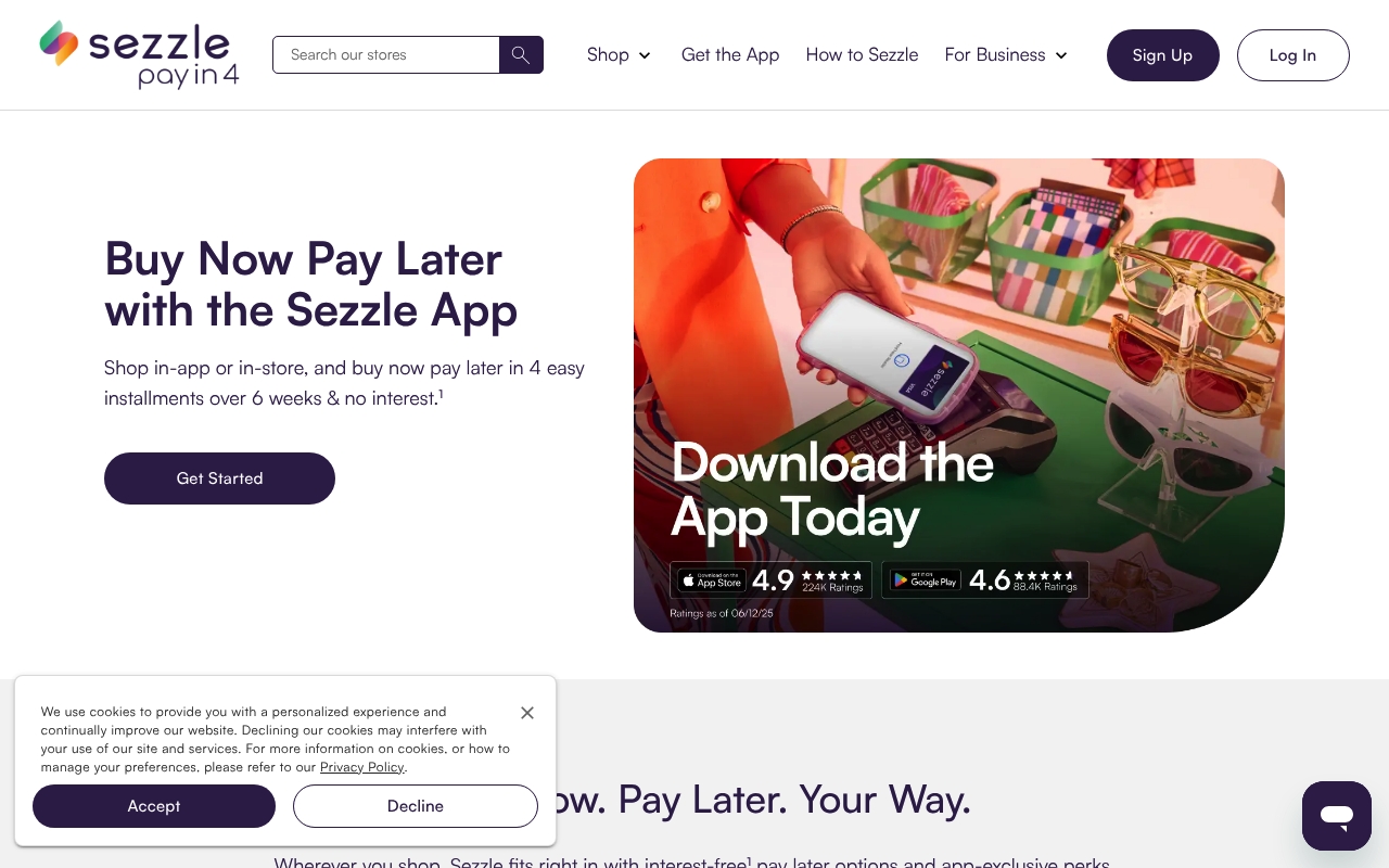 Sezzle website
